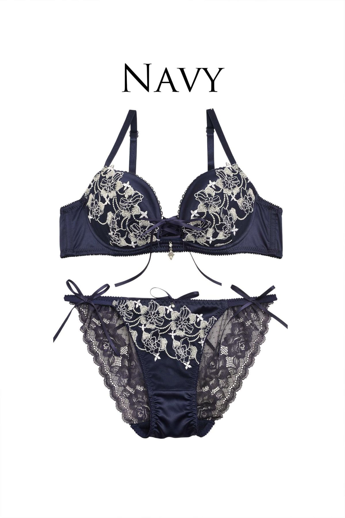 Fleurs en Reve Ruban Bra&Shorts / Navy フルールオンレーヴリュ