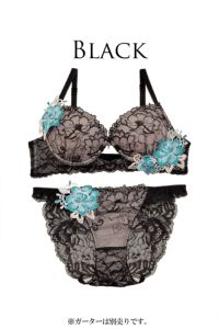 7/14再販!］Lyrical Lace Embroidery Bra&Shorts / Black リリカル